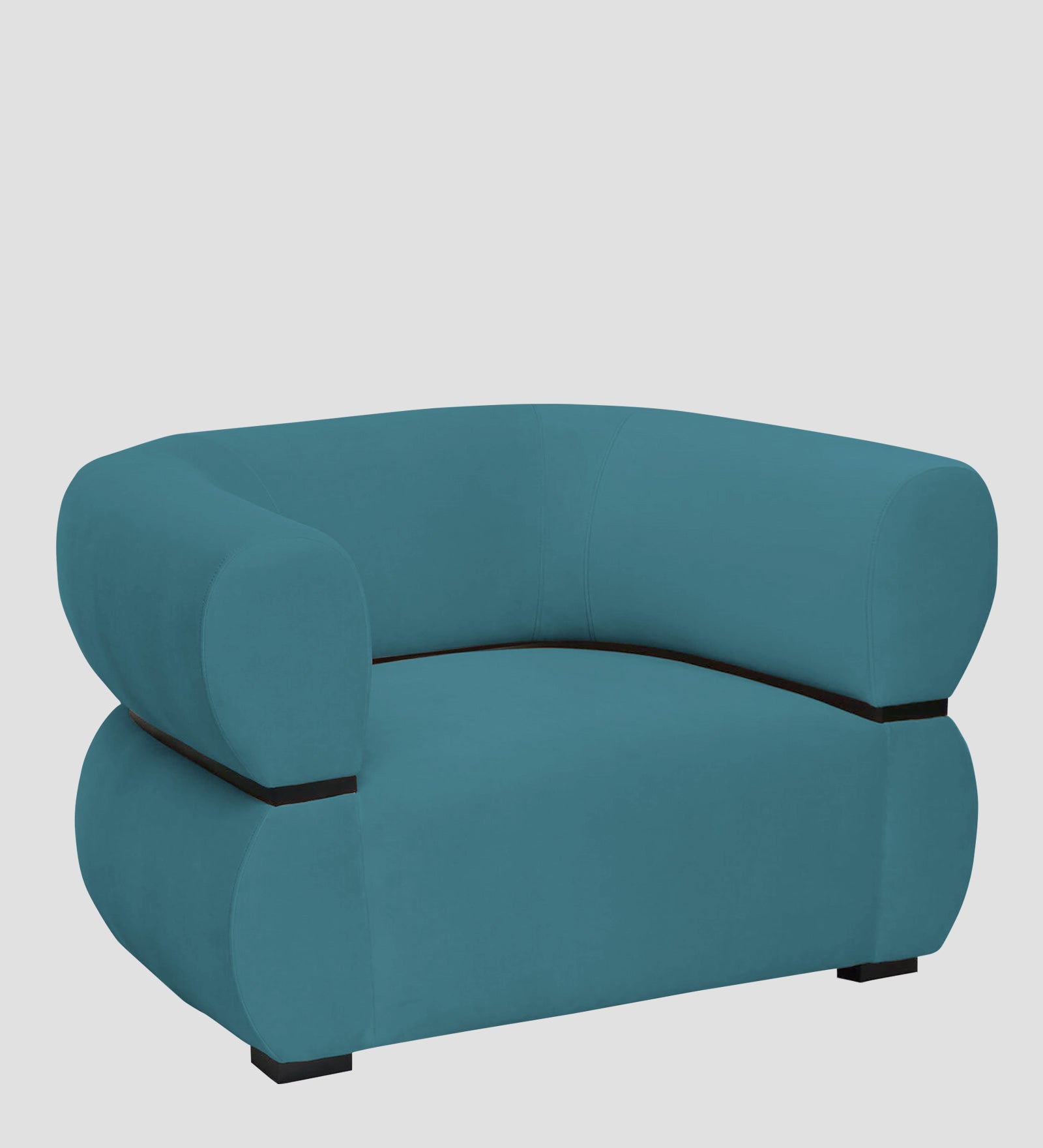 Kula Velvet 1 Seater Sofa In Aqua Blue Colour