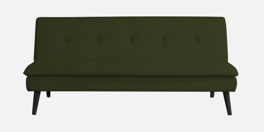 Toner Fabric 3 Seater Convertible Sofa Cum Bed In Olive Green Colour - Febonic Living