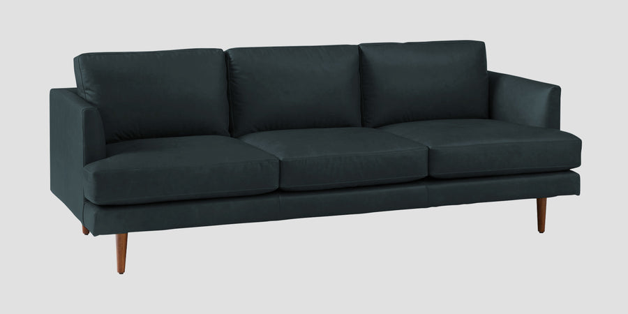 Sterio Leatherette 3 Seater Sofa In Steel Blue Colour - Febonic Living