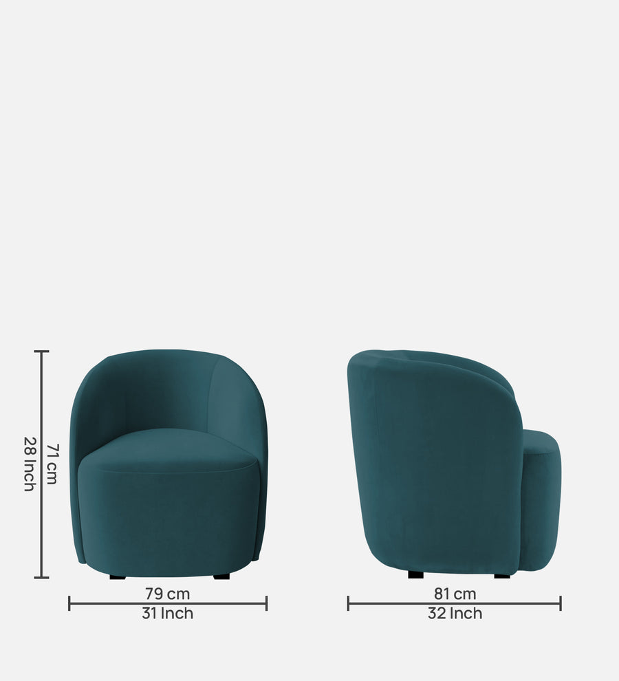 Lucky Velvet Lounge Chair In Arabian Green Colour - Febonic Living