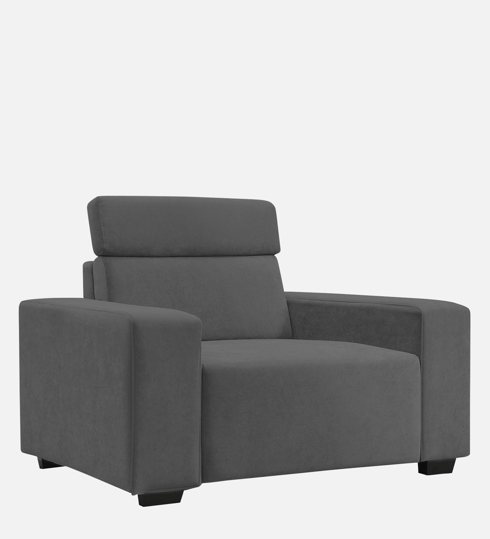 Hiro Fabric 1 Seater Sofa In  Pure Grey Colour - Febonic Living