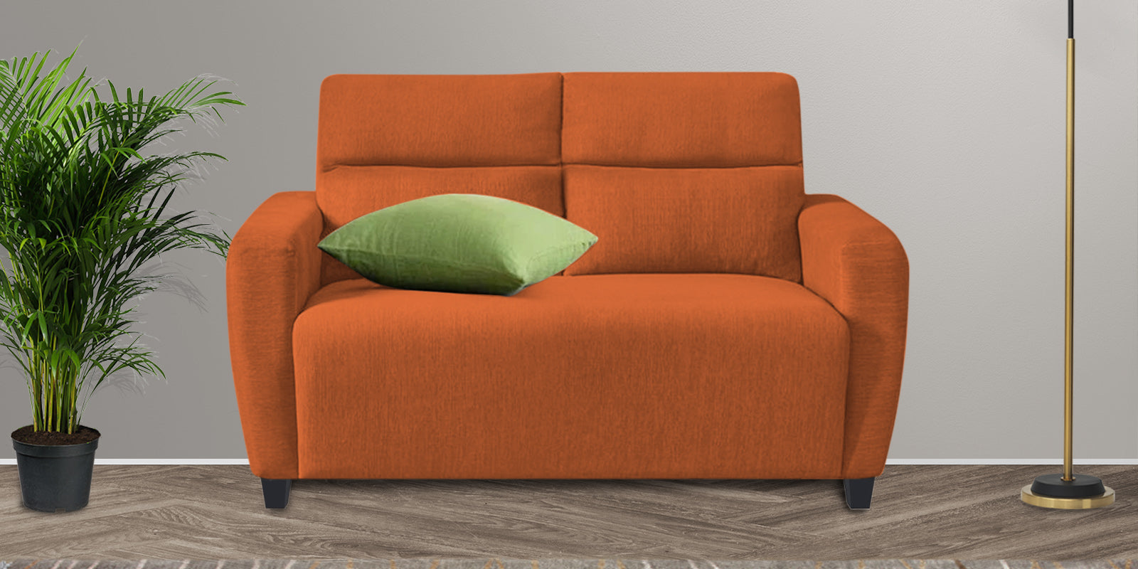 Bakadi Fabric 2 Seater Sofa in vivid orange Colour