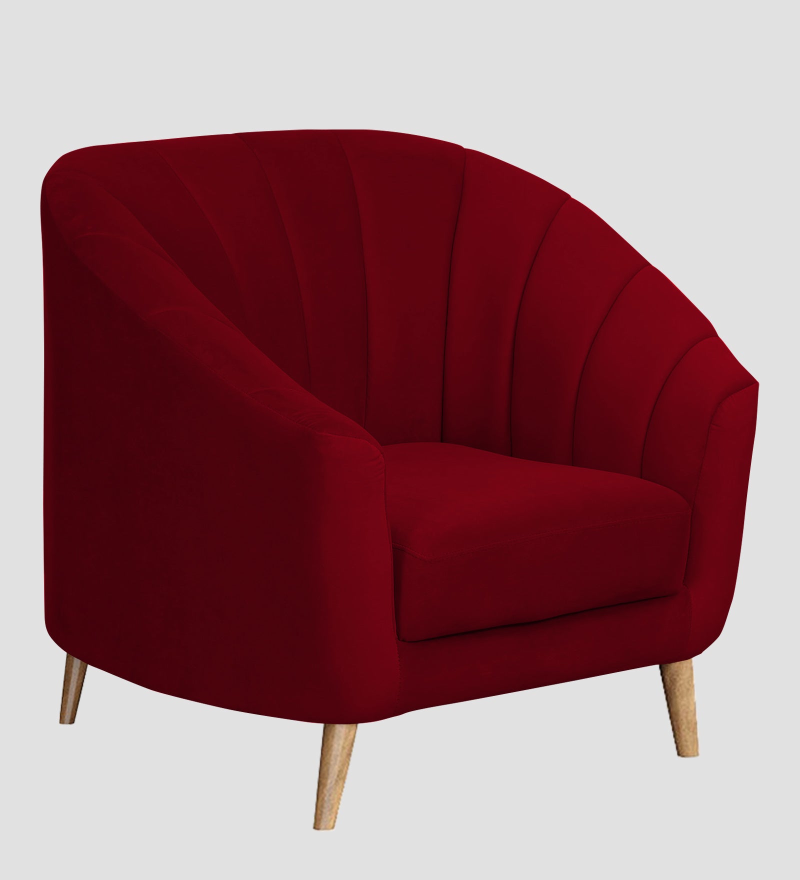 Nancy Velvet 1 Seater Sofa in Cherry Red Colour