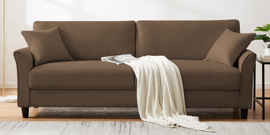 Daroo Velvet 3 Seater Sofa In Mocha Mouse Colour - Febonic Living