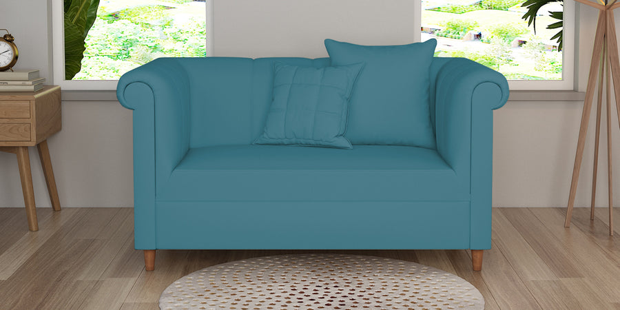 Rubi Velvet 2 Seater Sofa In Aqua Blue Colour - Febonic Living