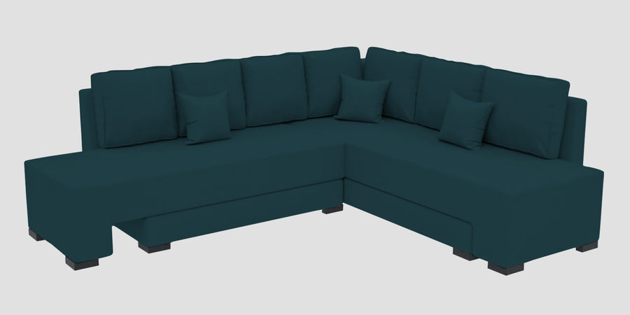 Corby Velvet Rhs 6 Seater Convertible Sofa Cum Bed In Arabian Green Colour - Febonic Living