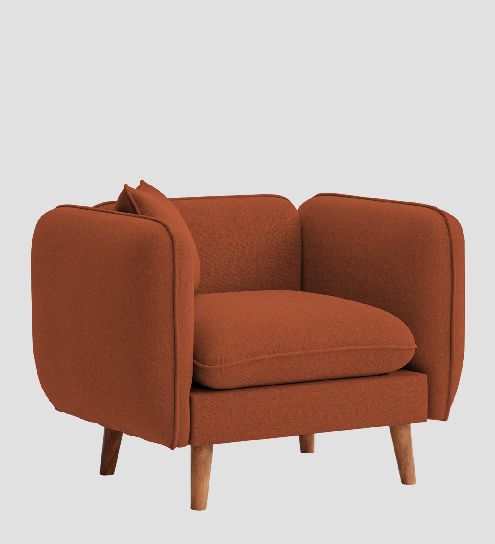 Reva Fabric 1 Seater Sofa In  Royal Orange Colour - Febonic Living
