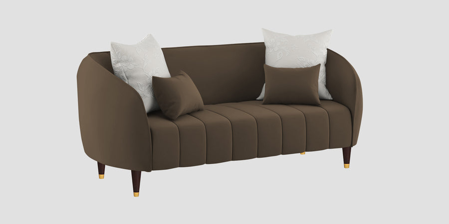 Hairo Velvet 2 Seater Sofa In Shade Brown Colour - Febonic Living