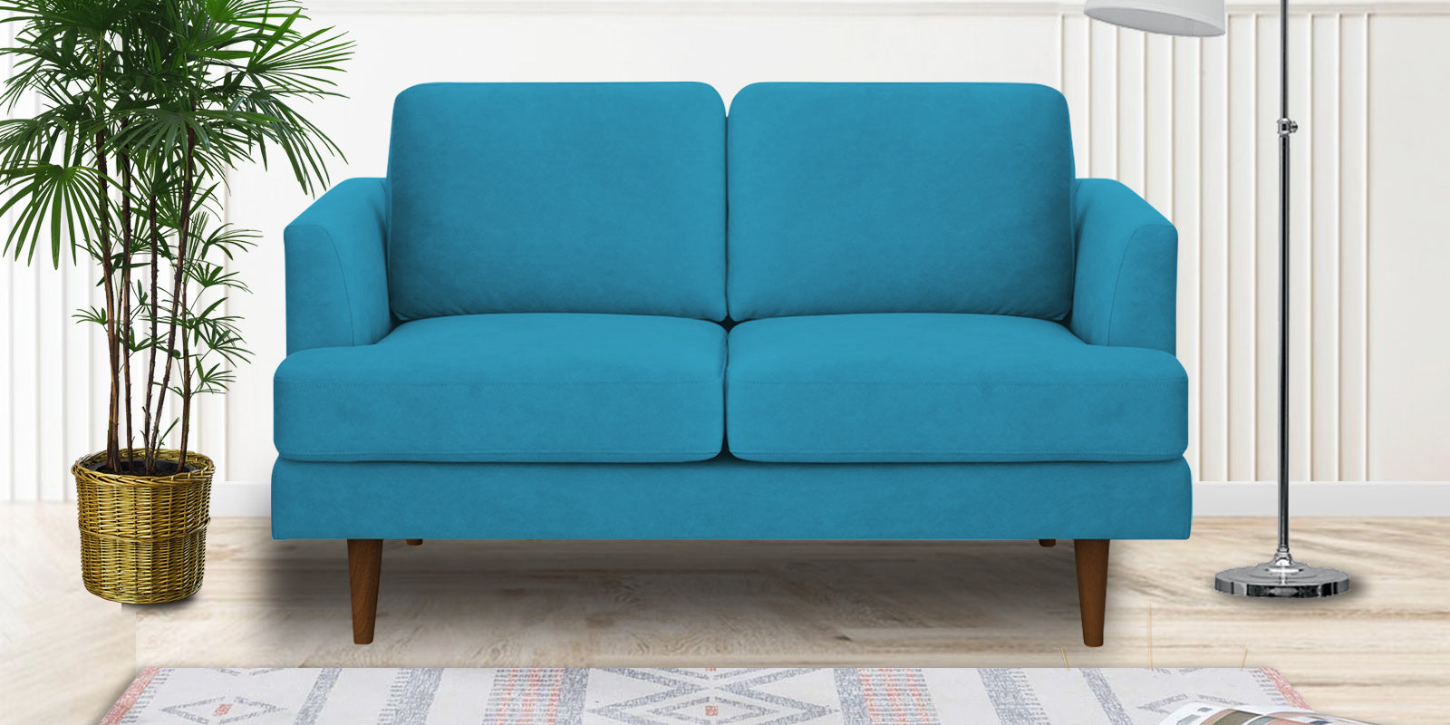 Motra Velvet 2 Seater Sofa in Aqua blue Colour