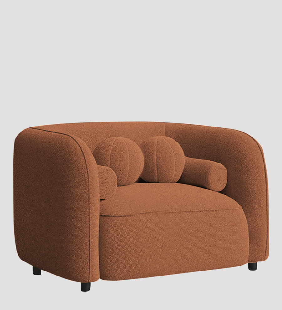 Corny Boucle Fabric 1 Seater Sofa In Light Orange Colour - Febonic Living