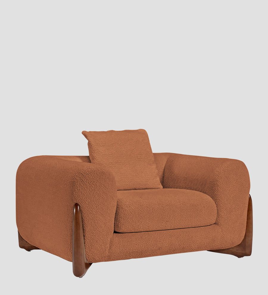 Boko Boucle 1 Seater Sofa In Light Orange Colour - Febonic Living