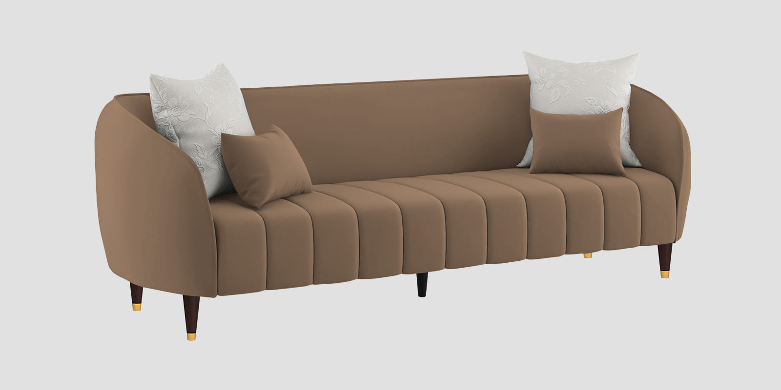 Hairo Velvet 3 Seater Sofa In Mocha Mouse Colour