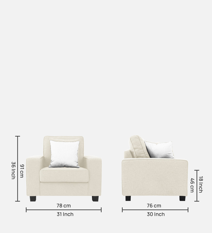 Ladybug Fabric 1 Seater Sofa In Ivory Cream Colour - Febonic Living