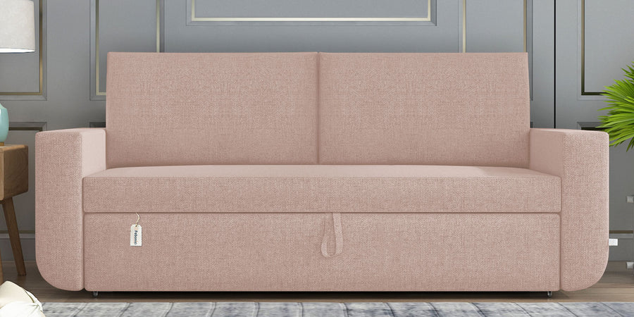 Grace Fabric 3 Seater Pull Out Sofa Cum Bed In Woom Beige Colour With Storage - Febonic Living