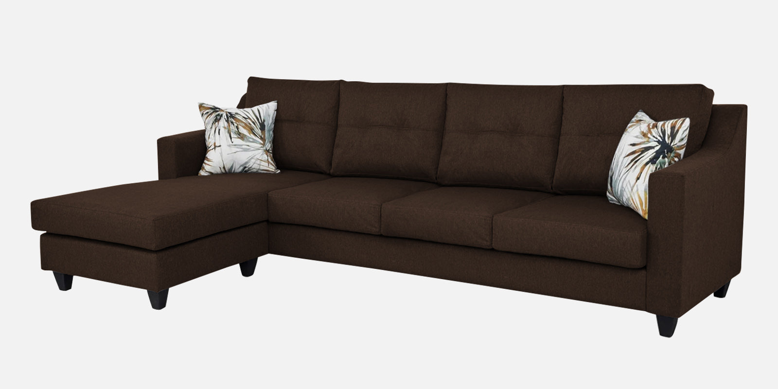 Welly Fabric RHS Sectional Sofa (3+Lounger) In Cidar Brown Colour