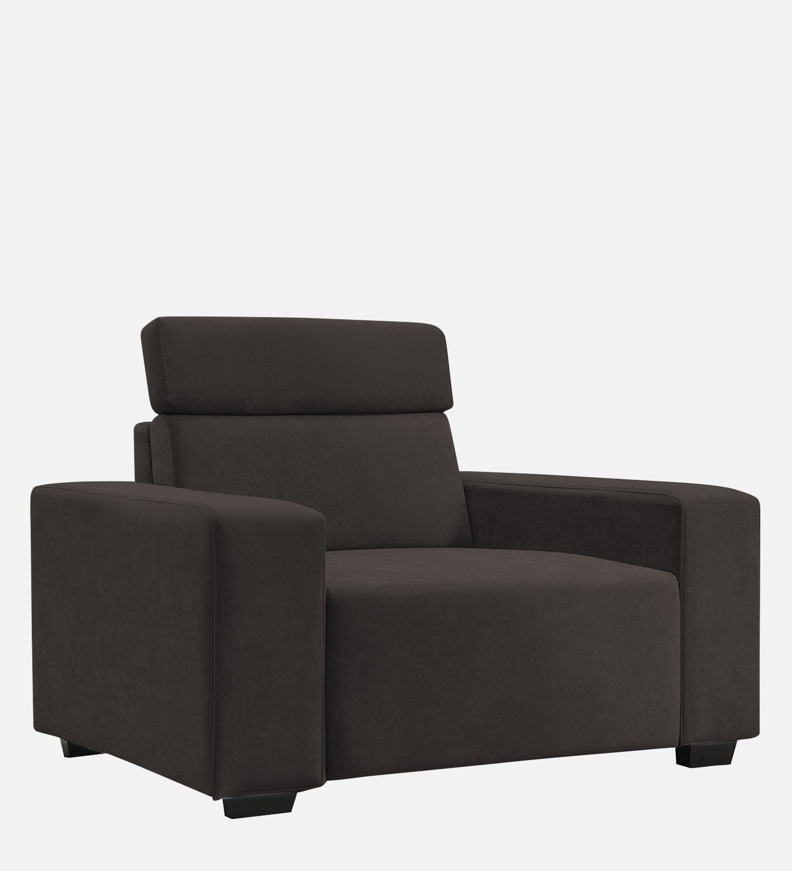 Hiro Fabric 1 Seater Sofa In  Coal Brown Colour - Febonic Living
