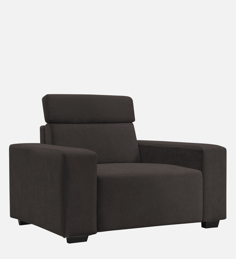 Hiro Fabric 1 Seater Sofa In Coal Brown Colour - Febonic Living