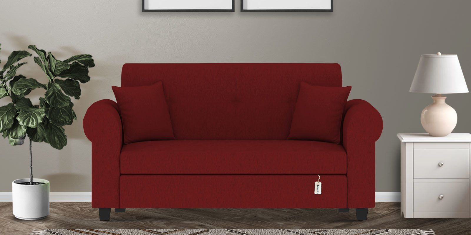 Derado Fabric 2 Seater Sofa in Blood Maroon Colour