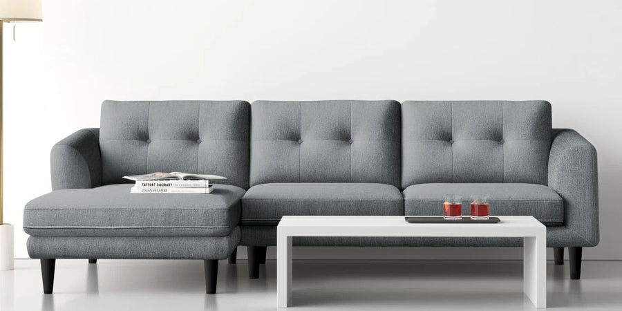 Natasha Velvet Rhs Sectional Sofa 3 Lounger In Pearl Grey Colour - Febonic Living