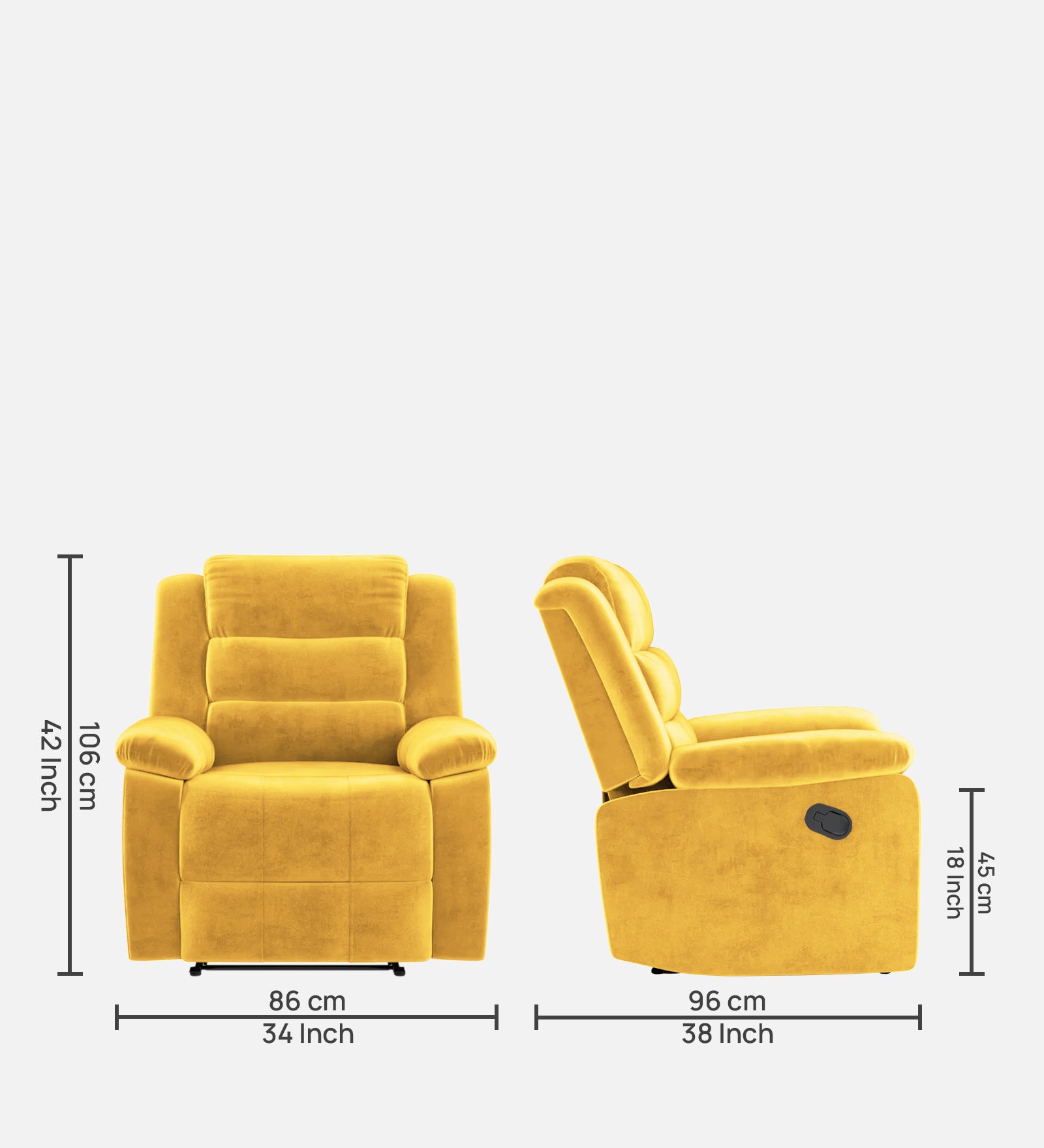 Erra Fabric Manual 1 Seater Recliner In Bold Yellow Colour