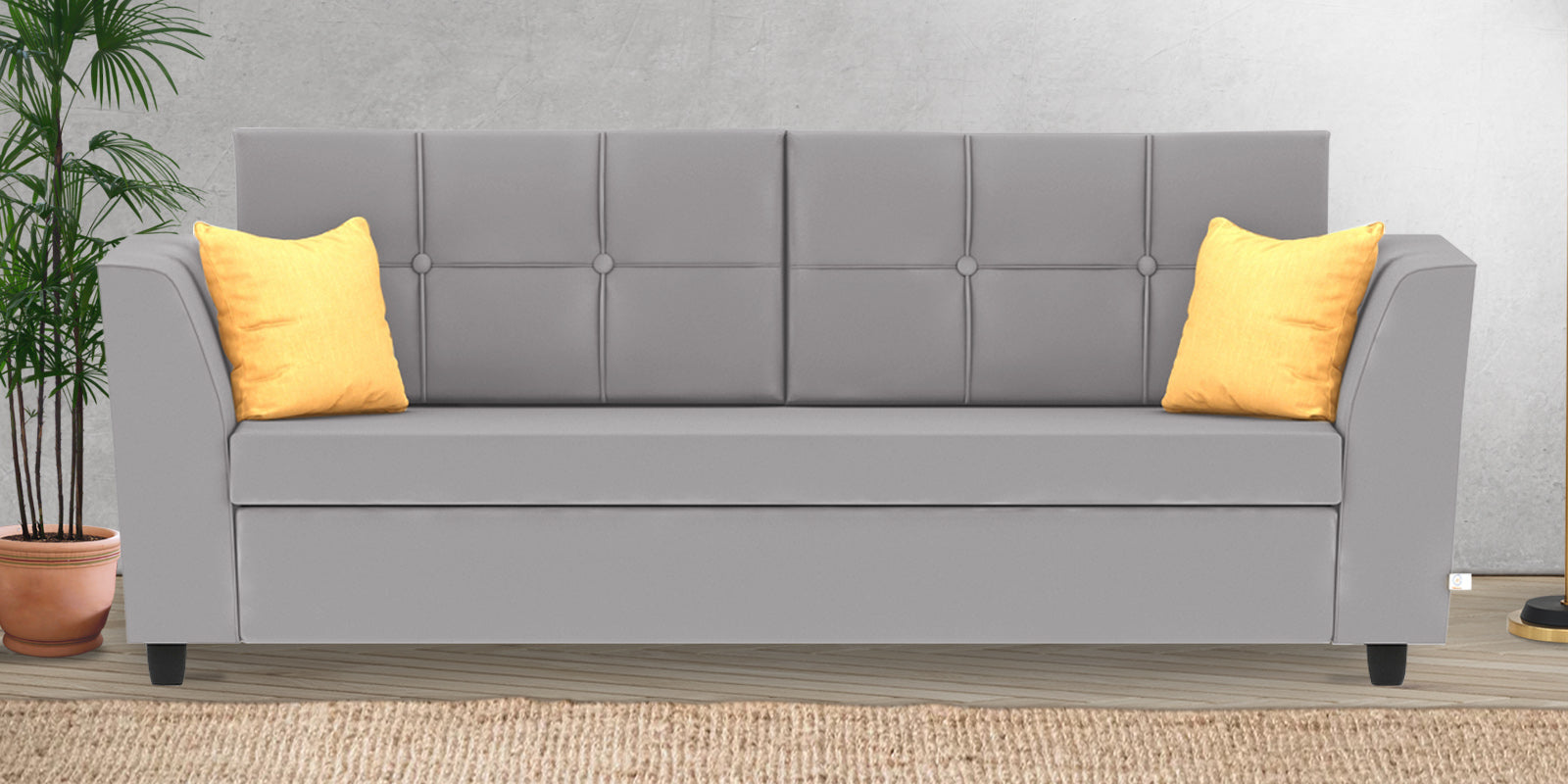 Nestin Velvet 3 Seater Sofa in Concrete Grey Colour