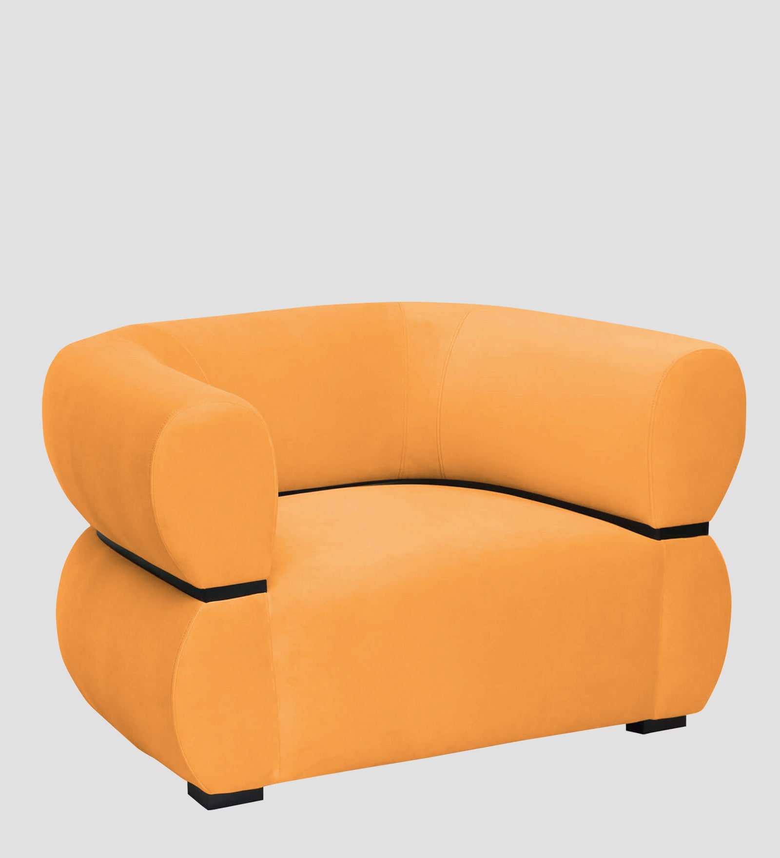 Kula Velvet 1 Seater Sofa In Tangerine Orange Colour