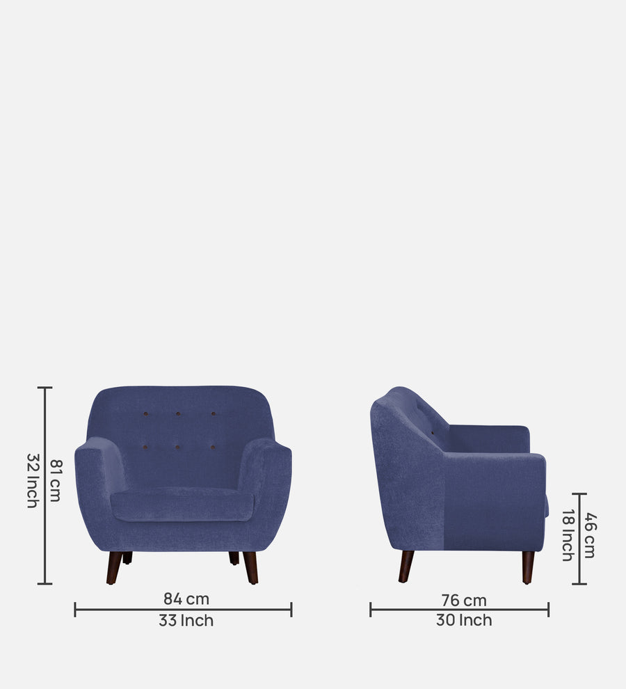 German Fabric 1 Seater Sofa In Slate Blue Colour - Febonic Living