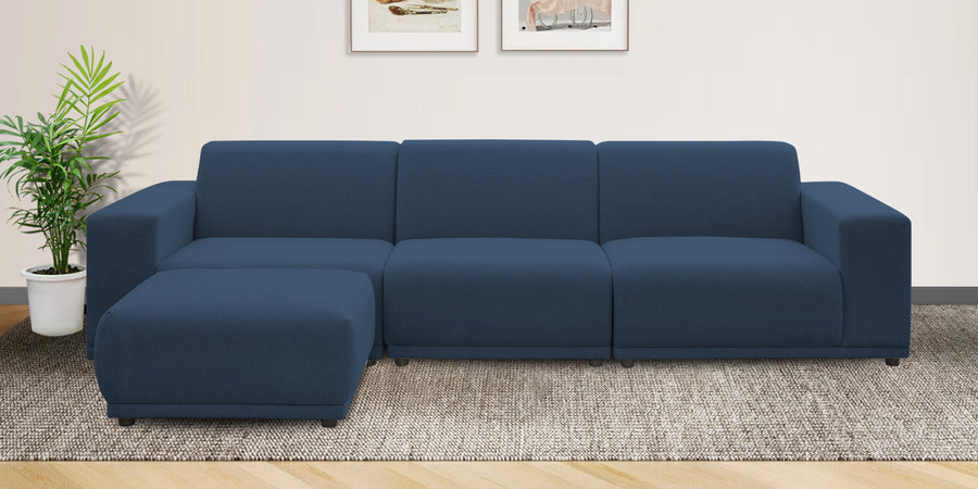 Adam Fabric Lhs Sectional Sofa 3 Ottoman Lounger In Light Blue Colour - Febonic Living