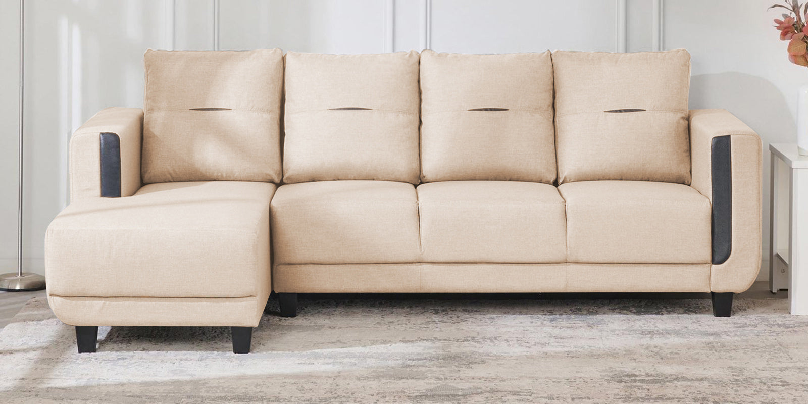 Perry Fabric RHS Sectional Sofa (3+Lounger) in Woom Beige Colour