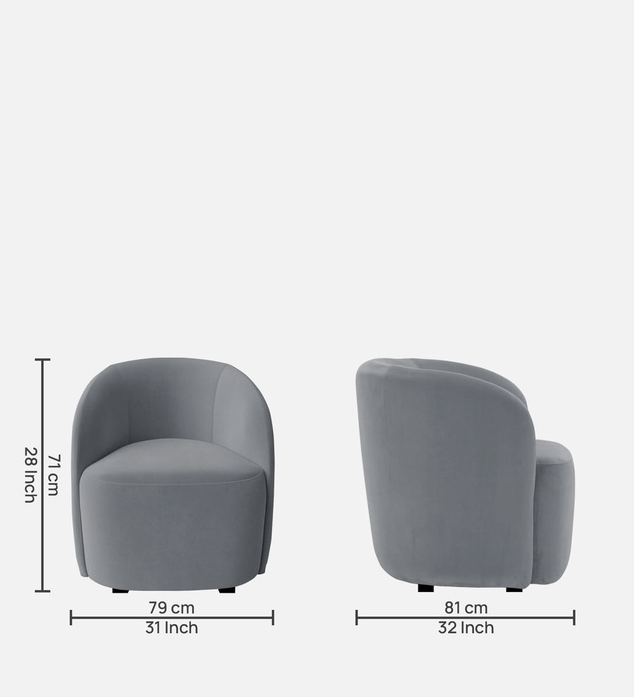Lucky Velvet Lounge Chair In Pubble Grey Colour - Febonic Living