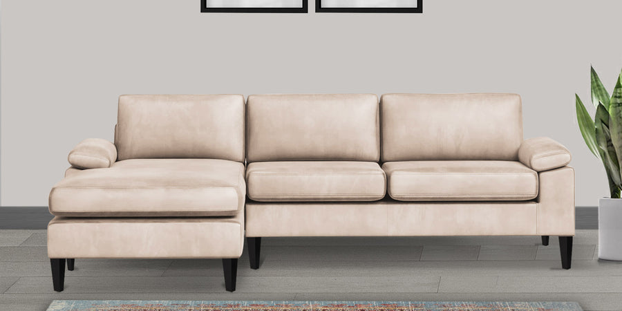 Vegas Velvet Rhs Sectional Sofa 3 Lounger In Camel Beige Colour - Febonic Living