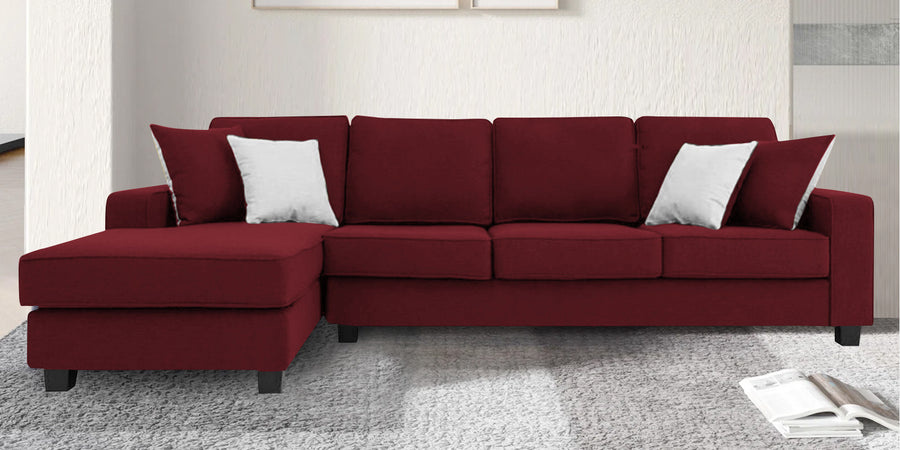 Ladybug Fabric Rhs Sectional Sofa 3 Lounger In Blood Maroon Colour - Febonic Living