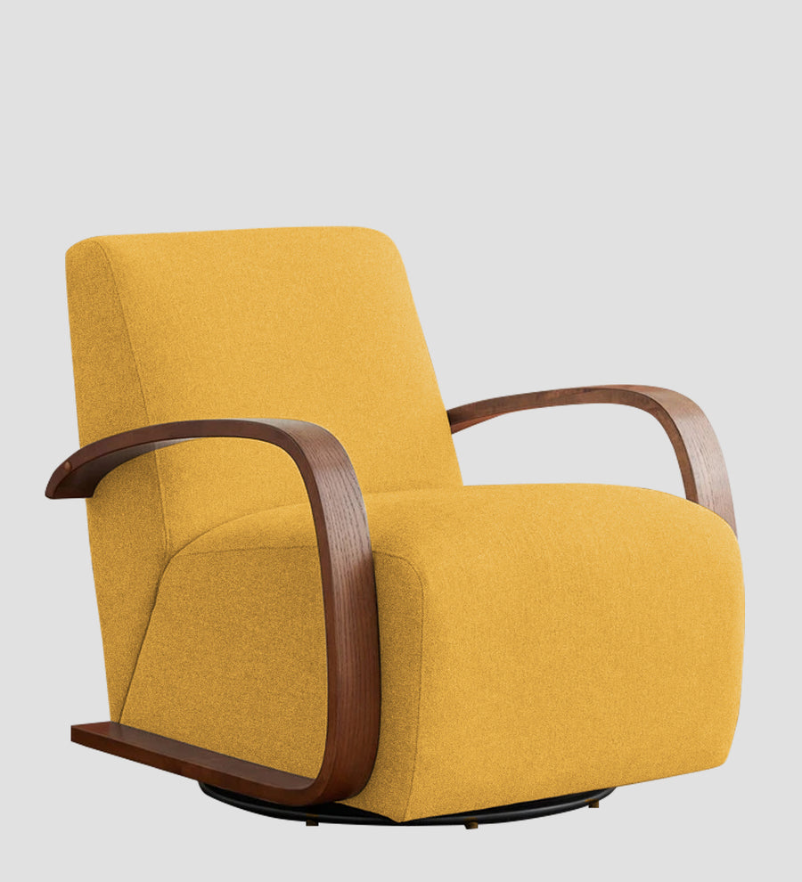 Balma Fabric Swivel Chair In Bold Yellow Colour - Febonic Living