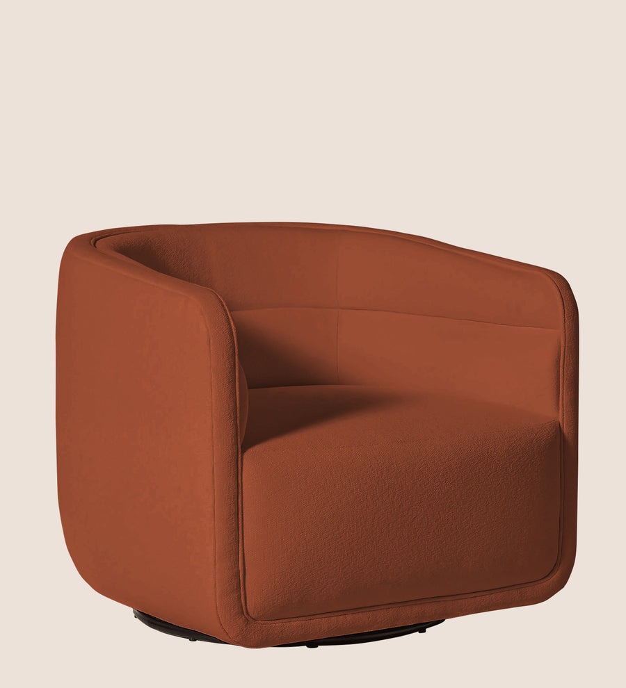 Ria Fabric Swivel Chair In Royal Orange Colour - Febonic Living