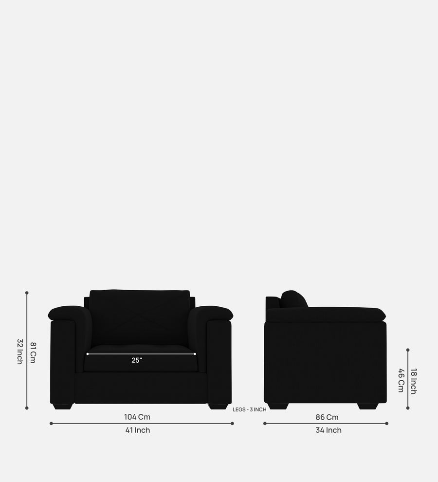 Andres Fabric 1 Seater Sofa In Heather Black Colour - Febonic Living