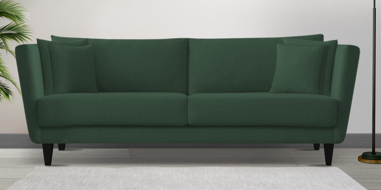 Norway Velvet 3 Seater Sofa In Amazon Green Colour