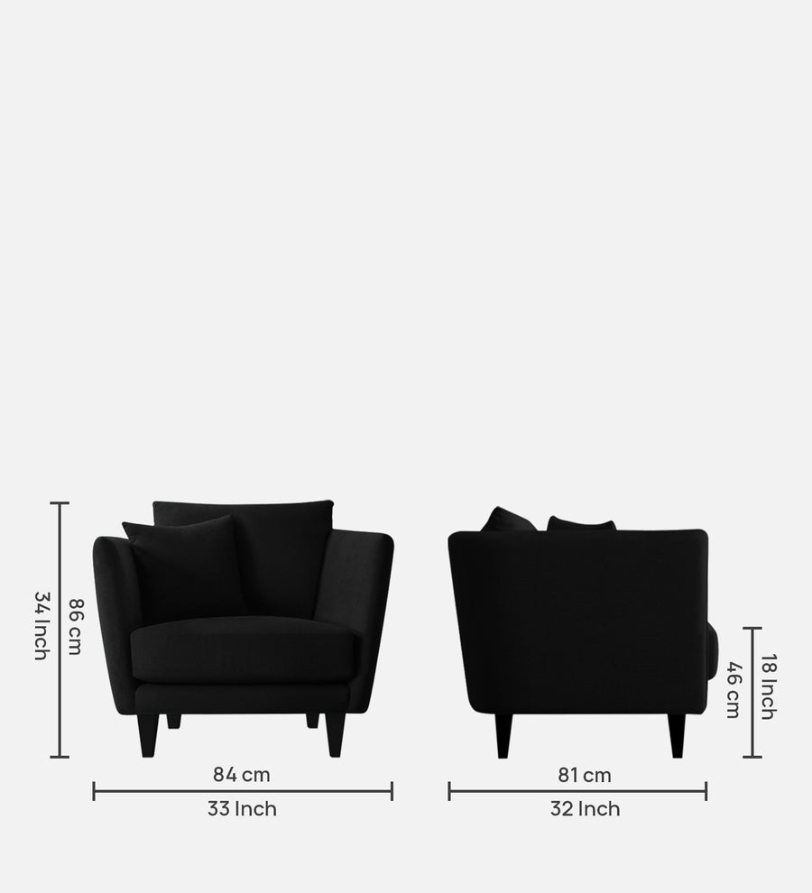 Norway Velvet 1 Seater Sofa In Adam Black Colour - Febonic Living