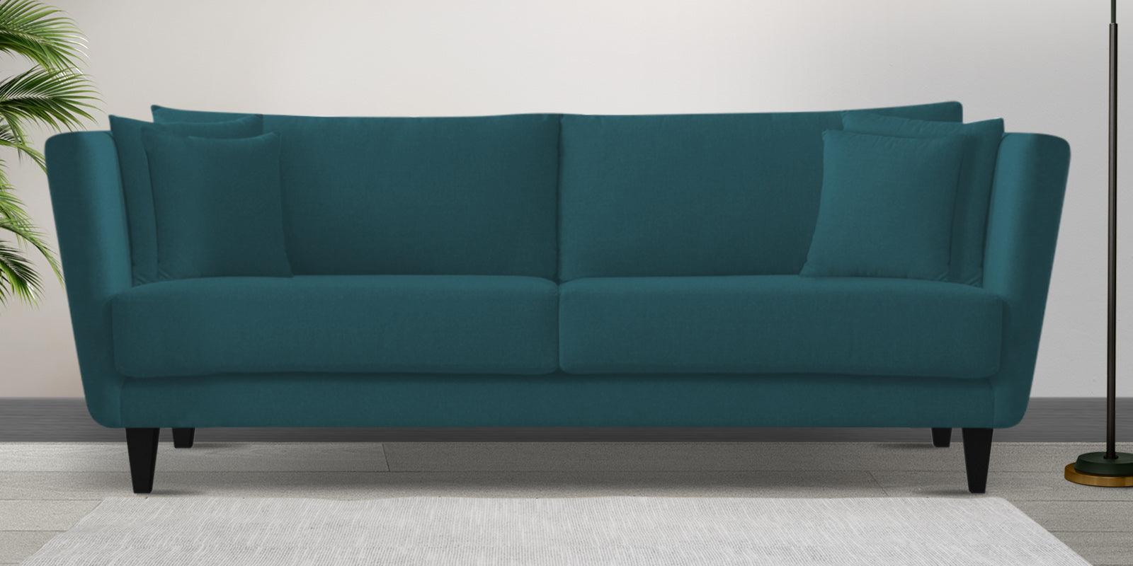 Norway Velvet 3 Seater Sofa In Arabian Green Colour