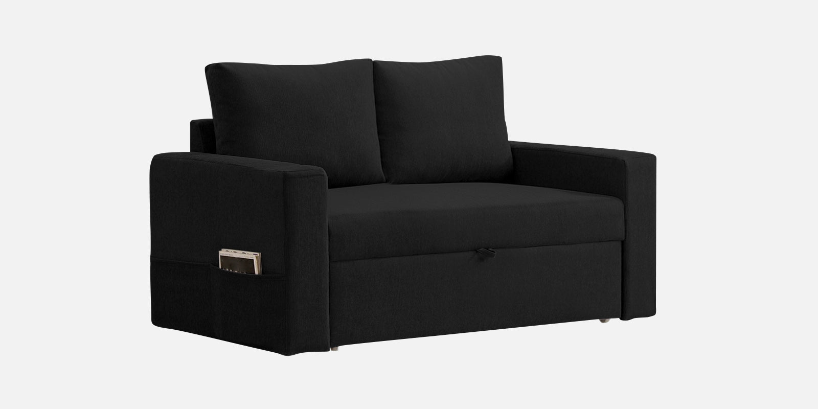 Kara Fabric 2 Seater Pull Out Sofa Cum Bed in Zed Black Colour