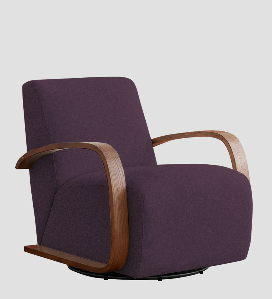 Balma Fabric Swivel Chair In Greek Purple Colour - Febonic Living