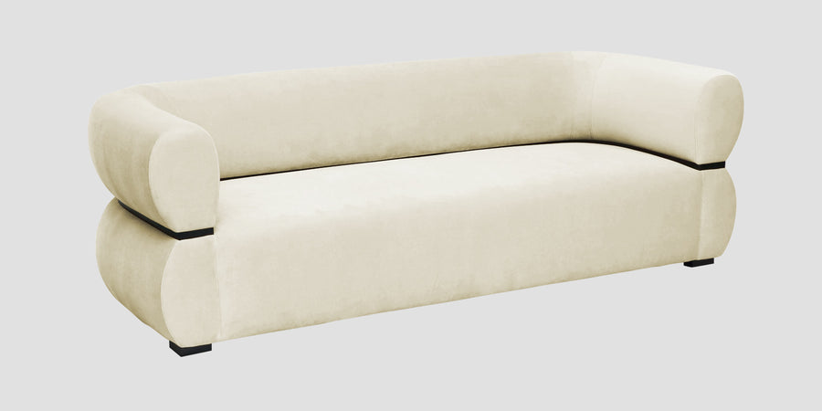 Kula Velvet 3 Seater Sofa In Warm White Colour - Febonic Living