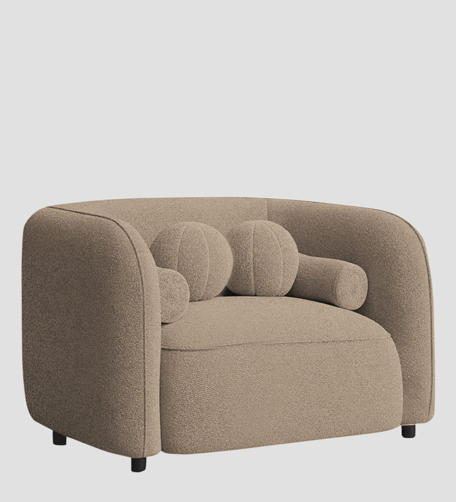Corny Boucle Fabric 1 Seater Sofa In Mushroom Beige Colour - Febonic Living