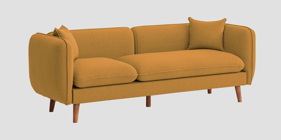 Reva Fabric 3 Seater Sofa In Corn Yellow Colour - Febonic Living