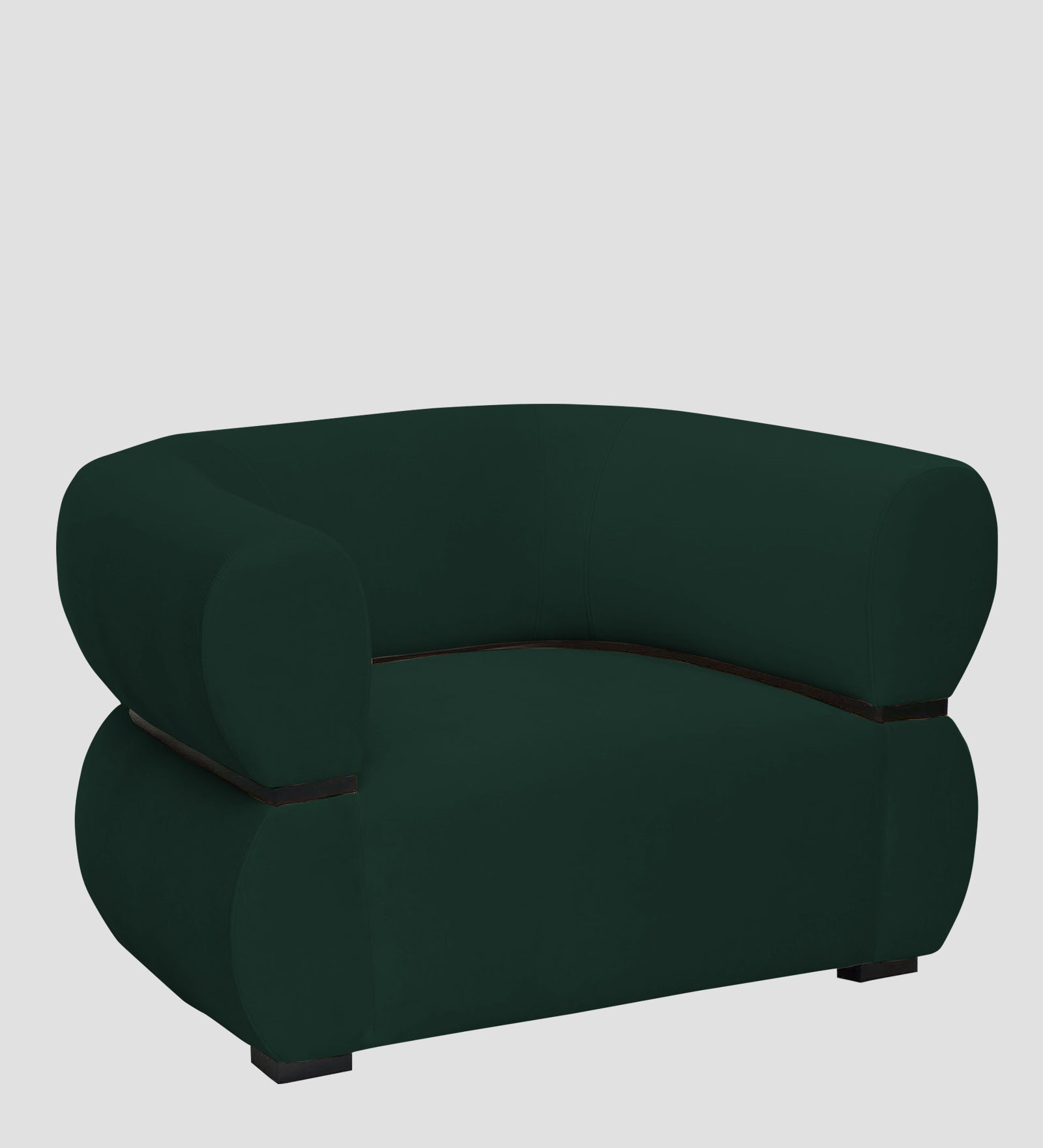 Kula Velvet 1 Seater Sofa In Forest Green Colour