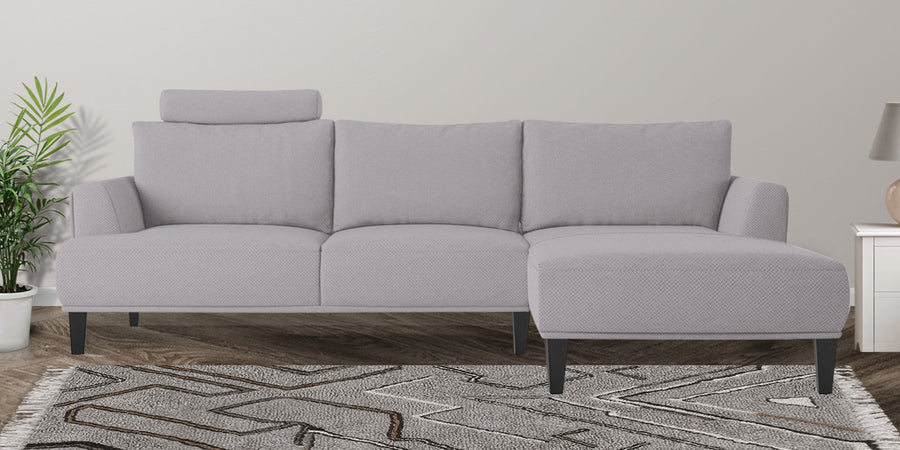 Como Fabric Lhs Sectional Sofa 3 Lounger In Lit Grey Colour - Febonic Living