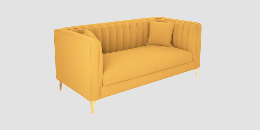 Saban Velvet 2 Seater Sofa In Turmeric Yellow Colour - Febonic Living