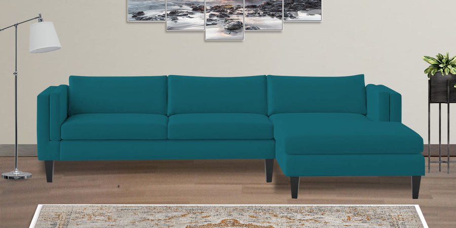 Jasper Velvet Lhs Sectional Sofa 3 Lounger In Pine Green Colour - Febonic Living