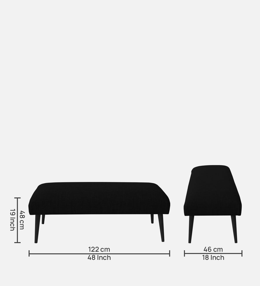 Adon Velvet Bench In Adam Black Colour - Febonic Living