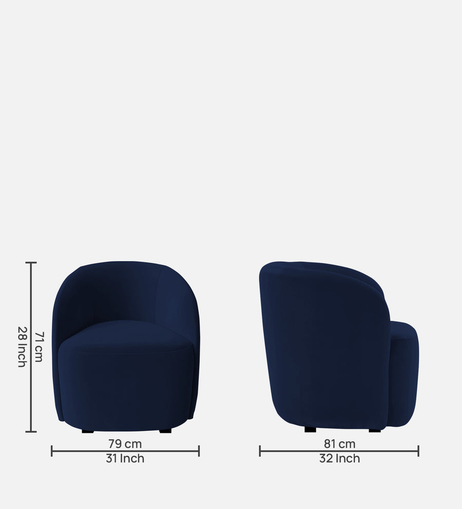 Lucky Velvet Lounge Chair In Indigo Blue Colour - Febonic Living