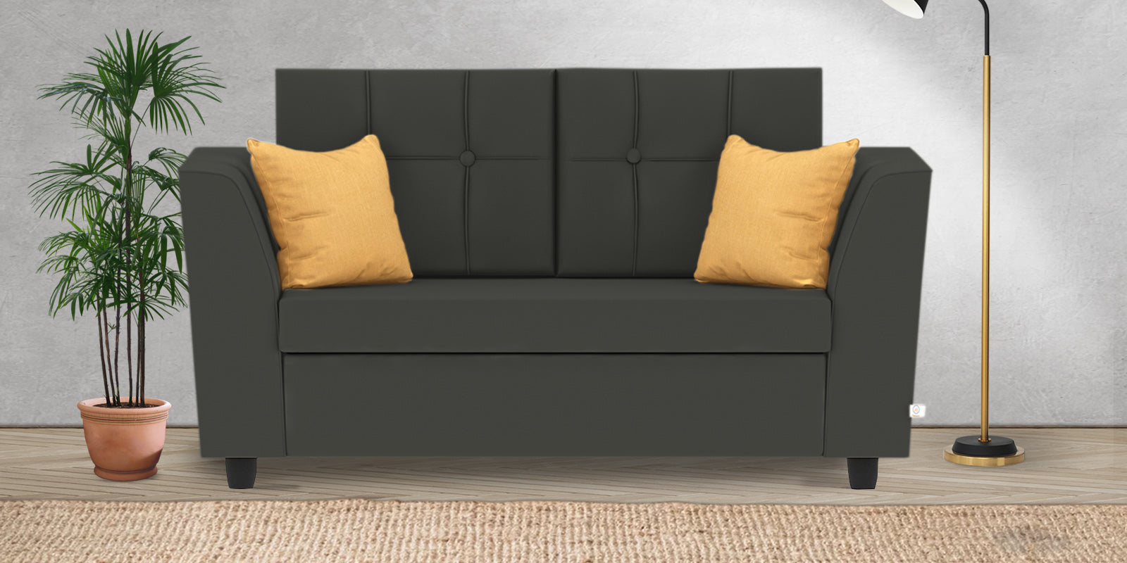 Nestin Velvet 2 Seater Sofa in Hory Grey Colour